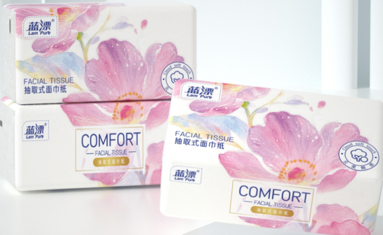 蓝漂白色抽纸5包透明提袋